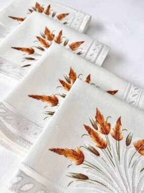 Vintage Wheat Print Napkins or Placemats - farmhouse cottagecore table linens
